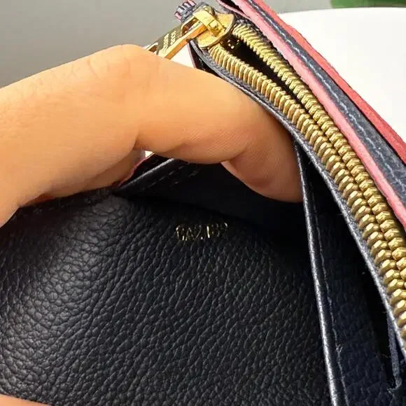 B108 💎✨Authentic Louis Vuitton Monogram Empreinte Long Wallet Navy Red Accent - Picture 5 of 8